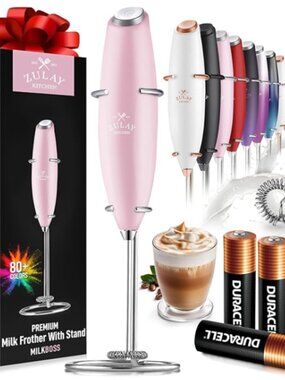 Zulay Kitchen Executive Series Milk Frother with Stand - Black